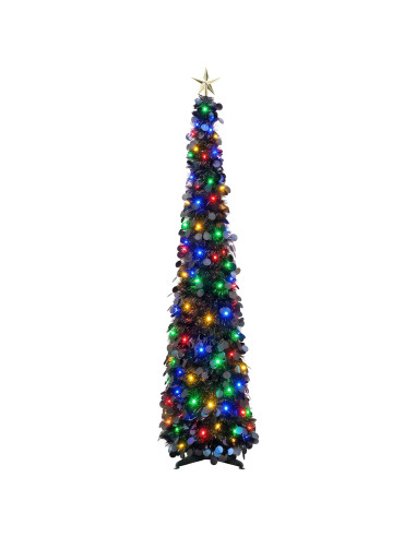 Albero di Natale LED pop-up con stella 120 cm 50 LED PET Nero