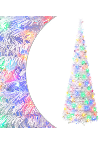 Albero di Natale LED pop-up 120 cm 50 LED PVC e PET Bianco