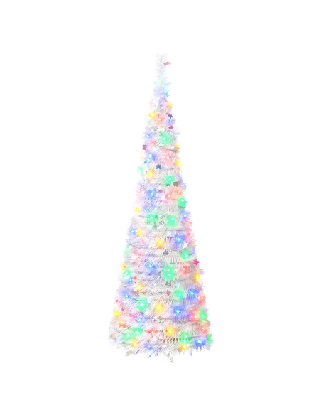Albero di Natale LED pop-up 120 cm 50 LED PVC e PET Bianco