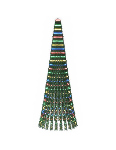 Albero di Natale LED 270 cm 648 LED Multicolore Acciaio Verde
