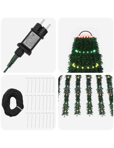 Albero di Natale LED 270 cm 648 LED Multicolore Acciaio Verde