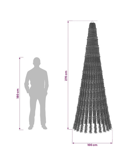Albero di Natale LED 270 cm 648 LED Multicolore Acciaio Verde