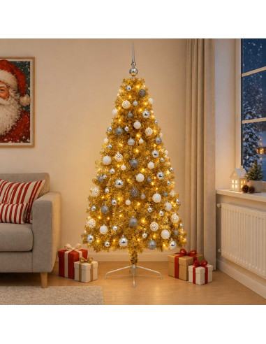 Albero di Natale artificiale con palline 210 cm 300 LED