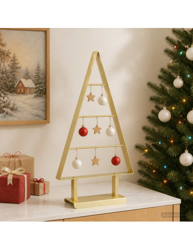 Albero di Natale in metallo KUOPIO 60 cm Acciaio Oro