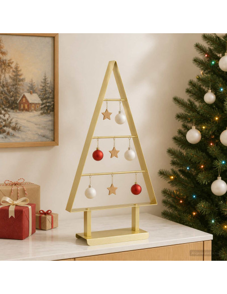 Albero di Natale in metallo KUOPIO 60 cm Acciaio Oro