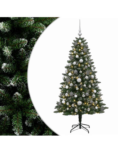 Albero di Natale Artificiale con Palline 210 cm 300 LED