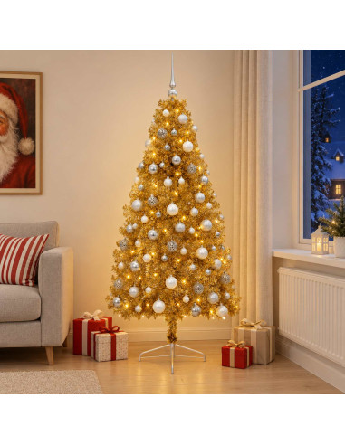 Albero di Natale artificiale con palline 210 cm 300 LED