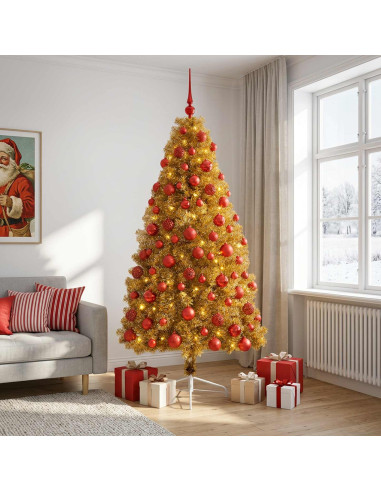 Albero di Natale artificiale con palline 210 cm 300 LED