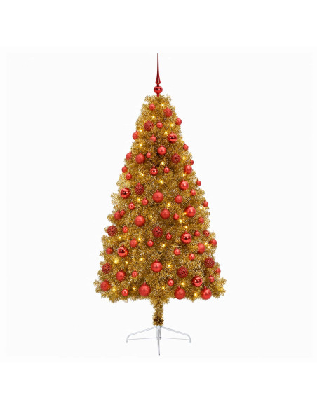 Albero di Natale artificiale con palline 210 cm 300 LED