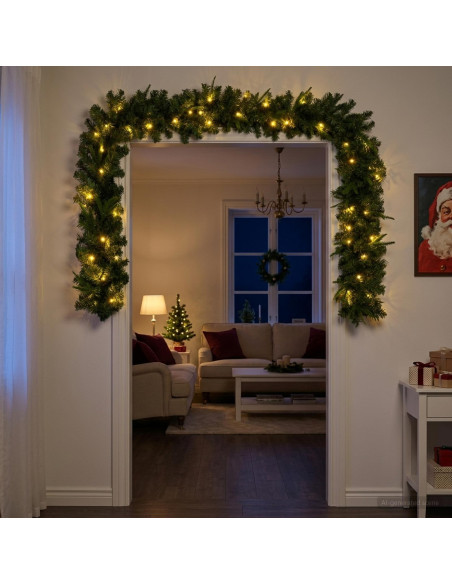 Ghirlanda di Natale Verde 270 cm PVC e PE 50 LED