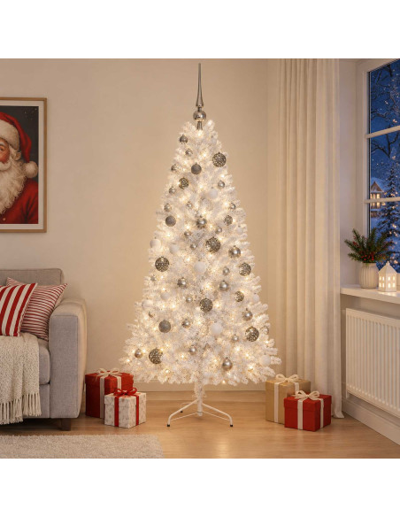 Albero di Natale artificiale con palline 210 cm 300 LED