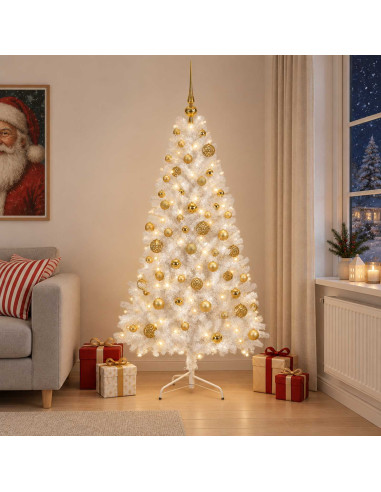 Albero di Natale artificiale con palline 210 cm 300 LED