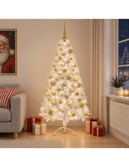 Albero di Natale artificiale con palline 210 cm 300 LED