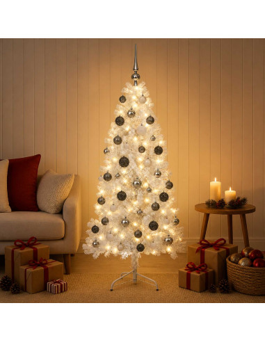 Albero di Natale artificiale con palline 150 cm 150 LED