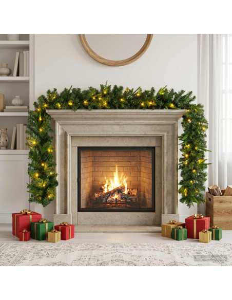 Ghirlanda di Natale Verde 270 cm PVC e PE 50 LED