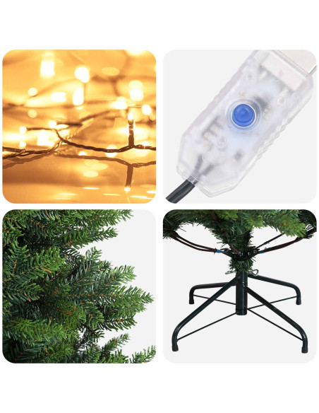 Albero di Natale Artificiale con Rami Pieghevoli 210 cm 300 LED