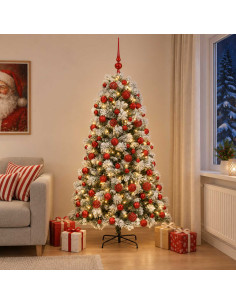 Albero di Natale artificiale con rami snodati e palline 180 cm