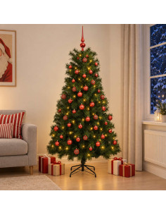 Albero di Natale artificiale con rami snodati e palline 240 cm