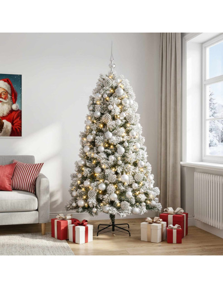 Albero di Natale artificiale con rami snodati e palline 240 cm