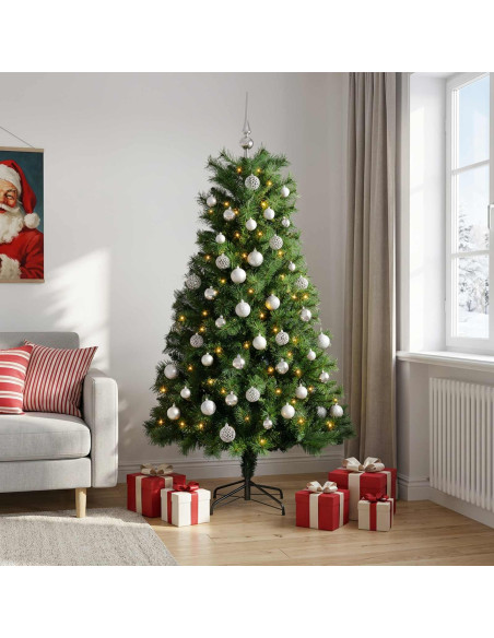 Albero di Natale artificiale con rami snodati e palline 240 cm
