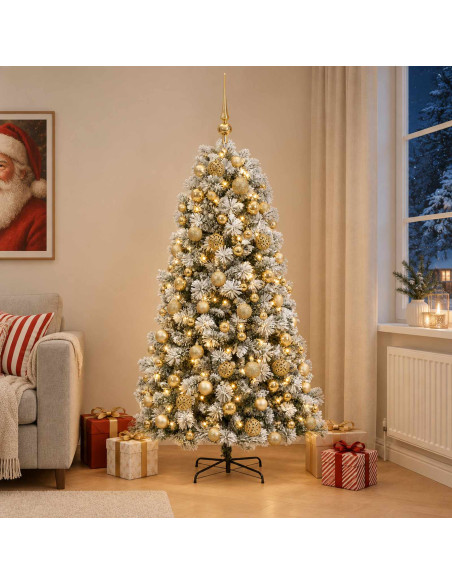 Albero di Natale artificiale con rami snodati e palline 240 cm