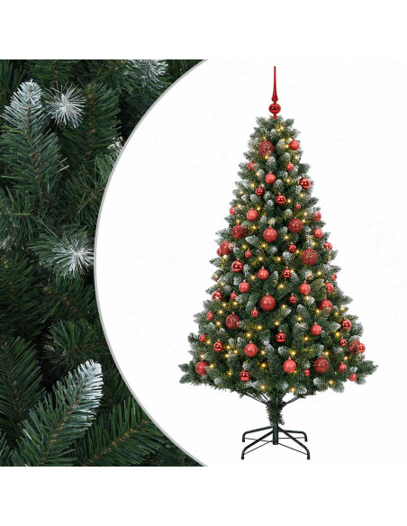 Albero di Natale Artificiale con Palline 180 cm 300 LED