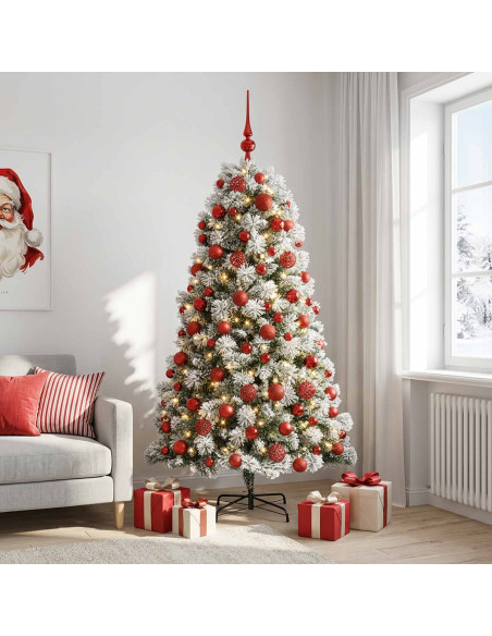 Albero di Natale artificiale con rami snodati e palline 180 cm