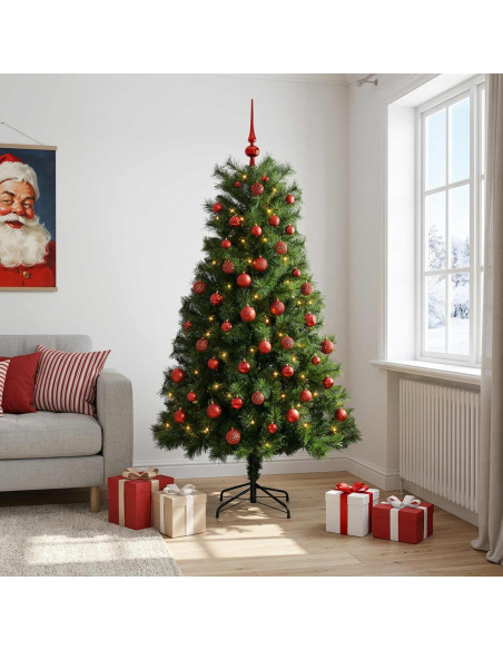 Albero di Natale artificiale con rami snodati e palline 240 cm