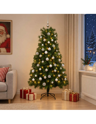 Albero di Natale artificiale con rami snodati e palline 180 cm
