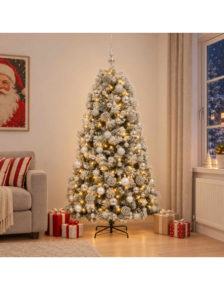 Albero di Natale artificiale con rami snodati e palline 240 cm