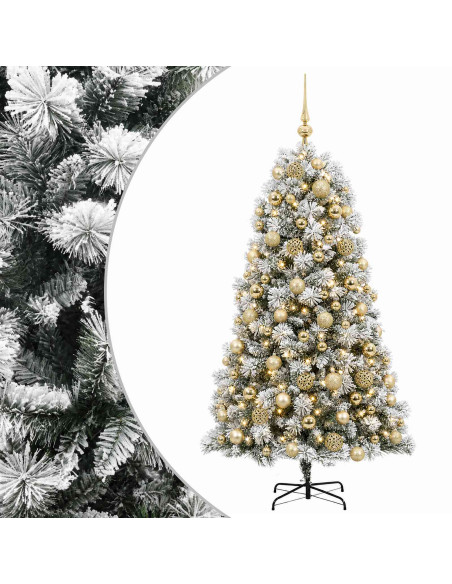 Albero di Natale artificiale con rami snodati e palline 240 cm