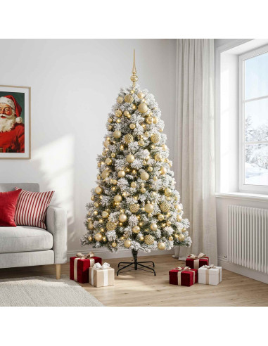 Albero di Natale artificiale con rami snodati e palline 240 cm