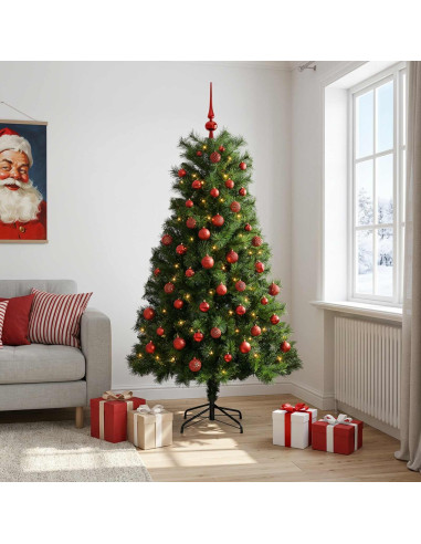 Albero di Natale artificiale con rami snodati e palline 210 cm