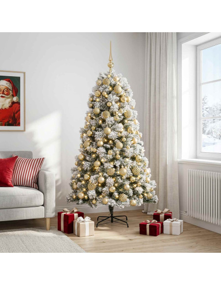 Albero di Natale artificiale con rami snodati e palline 210 cm