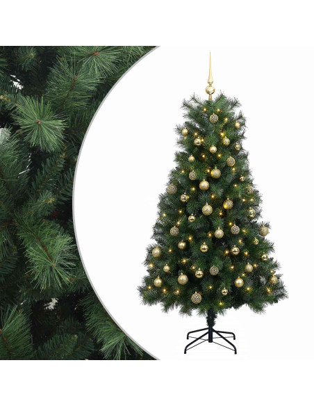 Albero di Natale artificiale con rami snodati e palline 210 cm