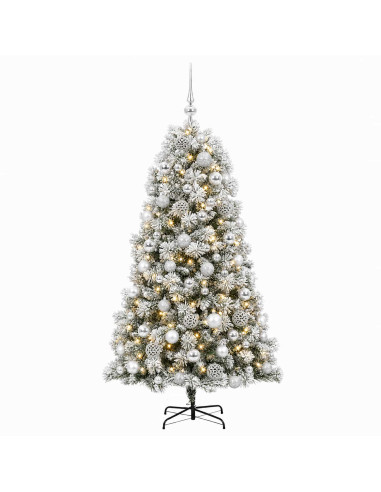 Albero di Natale artificiale con rami snodati e palline 180 cm