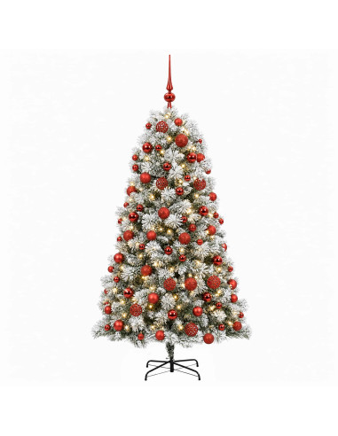 Albero di Natale artificiale con rami snodati e palline 240 cm