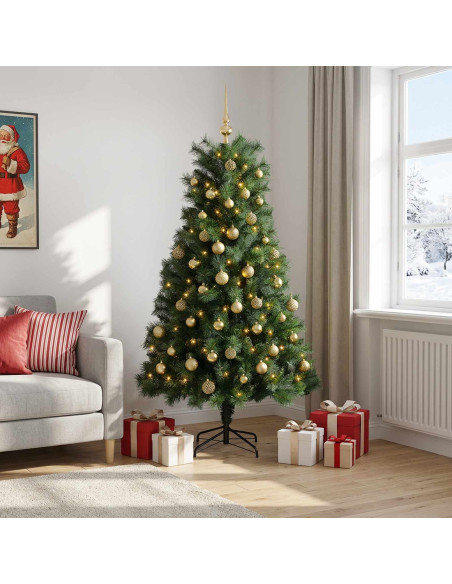 Albero di Natale artificiale con rami snodati e palline 240 cm