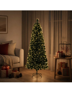 Albero di Natale in fibra ottica 120 cm 12 LED Bianco caldo PVC