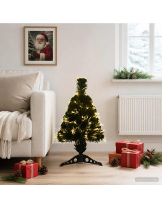 Albero di Natale in fibra ottica 64 cm 12 LED Bianco caldo PVC