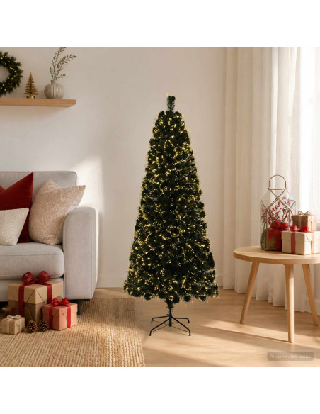 Albero di Natale in fibra ottica 120 cm 12 LED Bianco caldo PVC