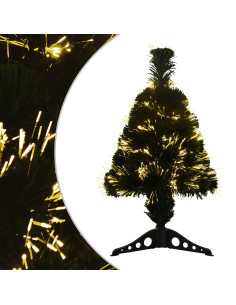 Albero di Natale in fibra ottica 64 cm 12 LED Bianco caldo PVC 2