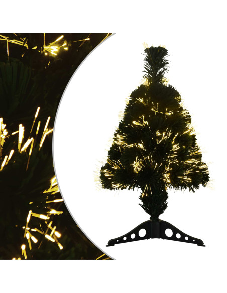 Albero di Natale in fibra ottica 64 cm 12 LED Bianco caldo PVC