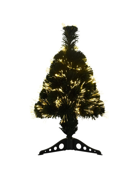 Albero di Natale in fibra ottica 64 cm 12 LED Bianco caldo PVC