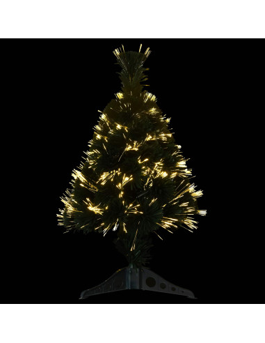 Albero di Natale in fibra ottica 64 cm 12 LED Bianco caldo PVC