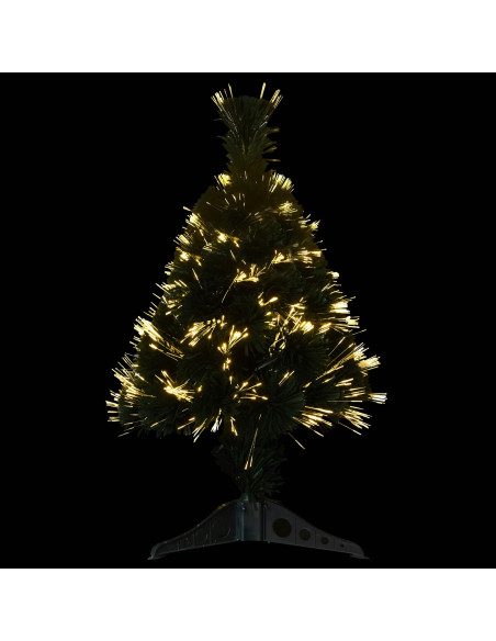 Albero di Natale in fibra ottica 64 cm 12 LED Bianco caldo PVC