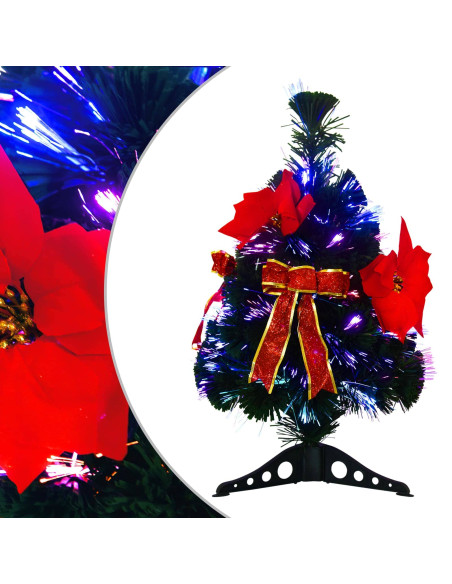 Albero di Natale in fibra ottica 64 cm 12 LED Multicolore PVC