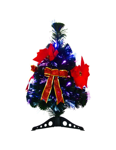 Albero di Natale in fibra ottica 64 cm 12 LED Multicolore PVC