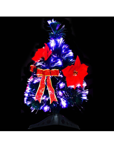 Albero di Natale in fibra ottica 64 cm 12 LED Multicolore PVC