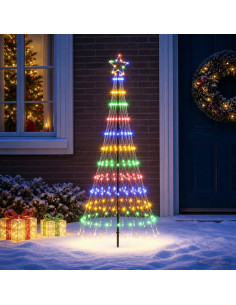 Albero di Natale LED 180 cm 230 LED Multicolore Ferro Nero